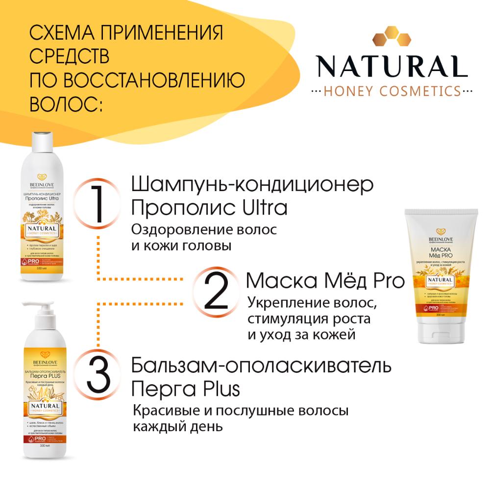 Бальзам-ополаскиватель ПЕРГА PLUS (красивые и послушные волосы каждый день) NATURAL HONEY COSMETICS